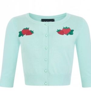 COLLECTIF MAINLINE LUCY STRAWBERRY CARDIGAN UK 16
